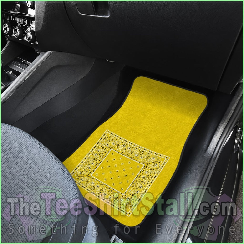 Quad Sunshine Yellow Bandana Car Mats - Minimal