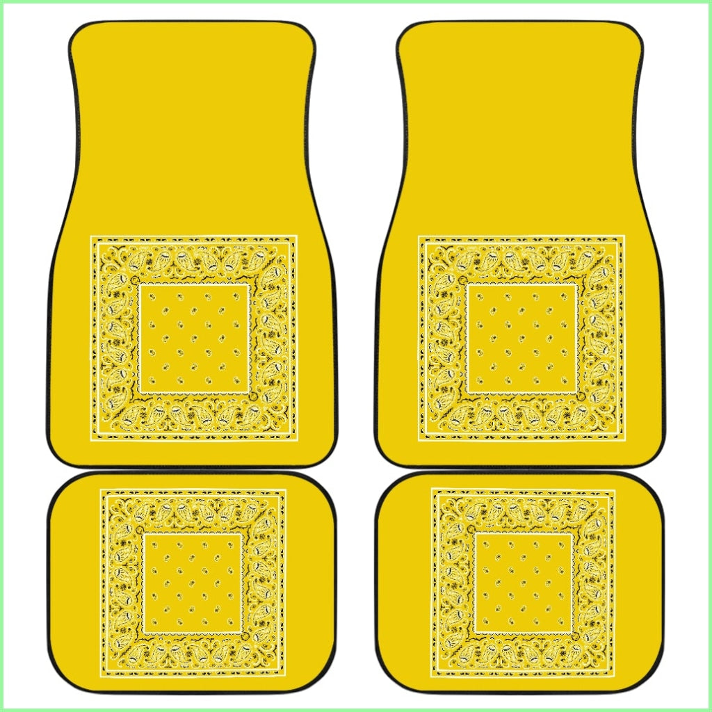 Quad Sunshine Yellow Bandana Car Mats - Minimal