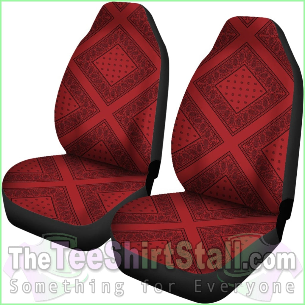 Red And Black Gray Bandana Car Cover Seats - Diamond