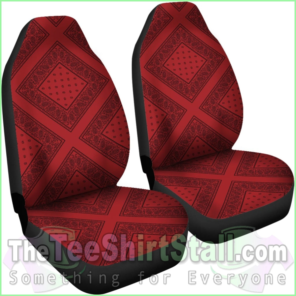 Red And Black Gray Bandana Car Cover Seats - Diamond