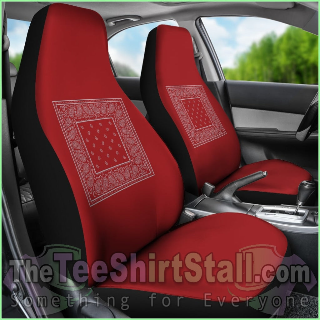 Red And Gray Black Bandana Car Cover Seats - Minimal