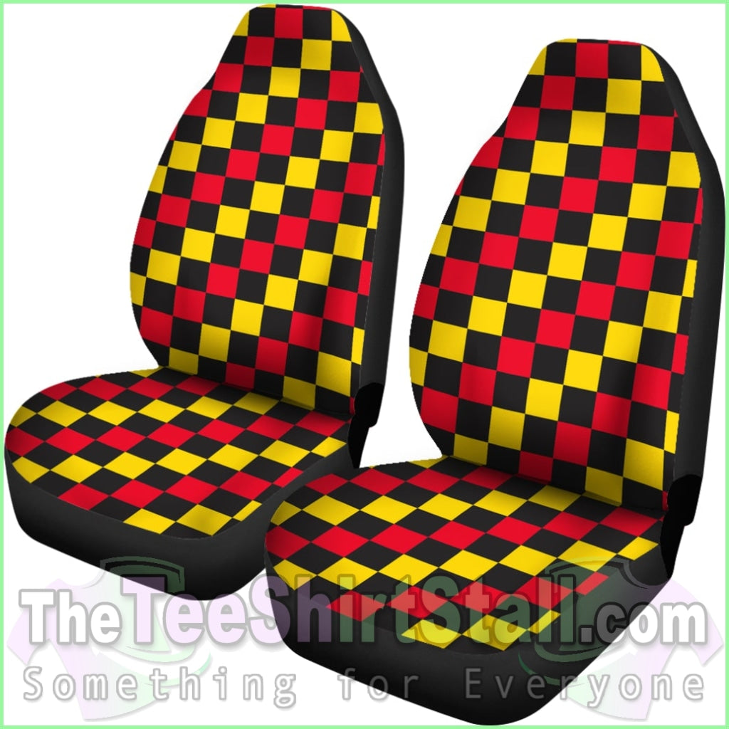 Red And Yellow Check Seat Cover