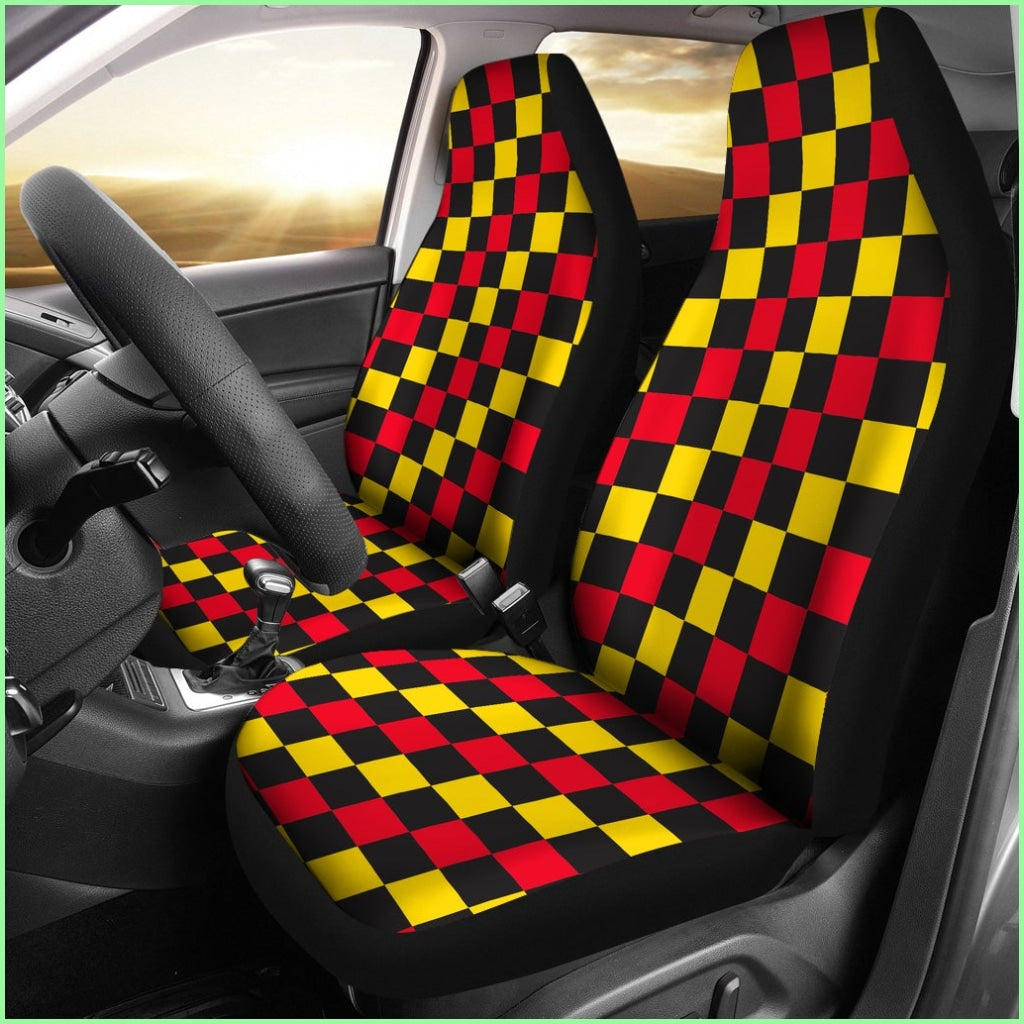 Red And Yellow Check Seat Cover