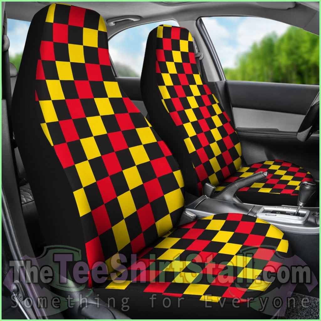 Red And Yellow Check Seat Cover