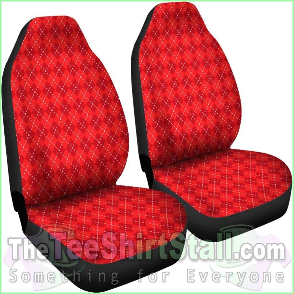 Red Argyle Car Seat Covers