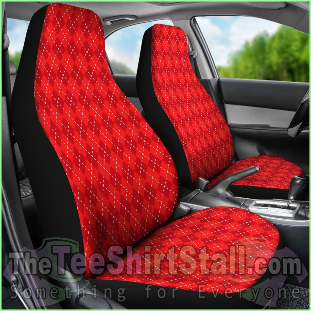 Red Argyle Car Seat Covers