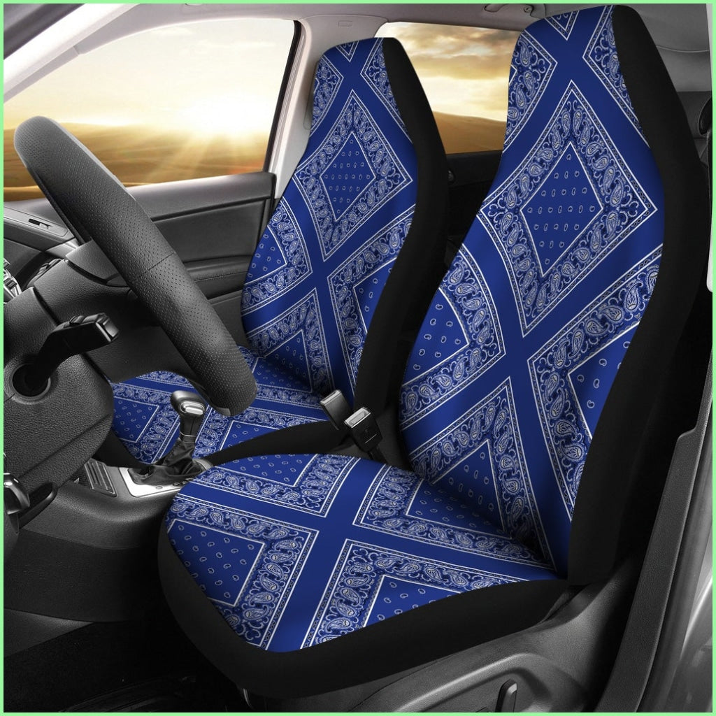 Royal Blue Bandana Car Seat Covers - Diamond