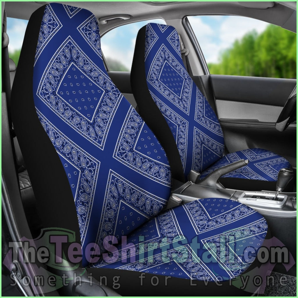 Royal Blue Bandana Car Seat Covers - Diamond