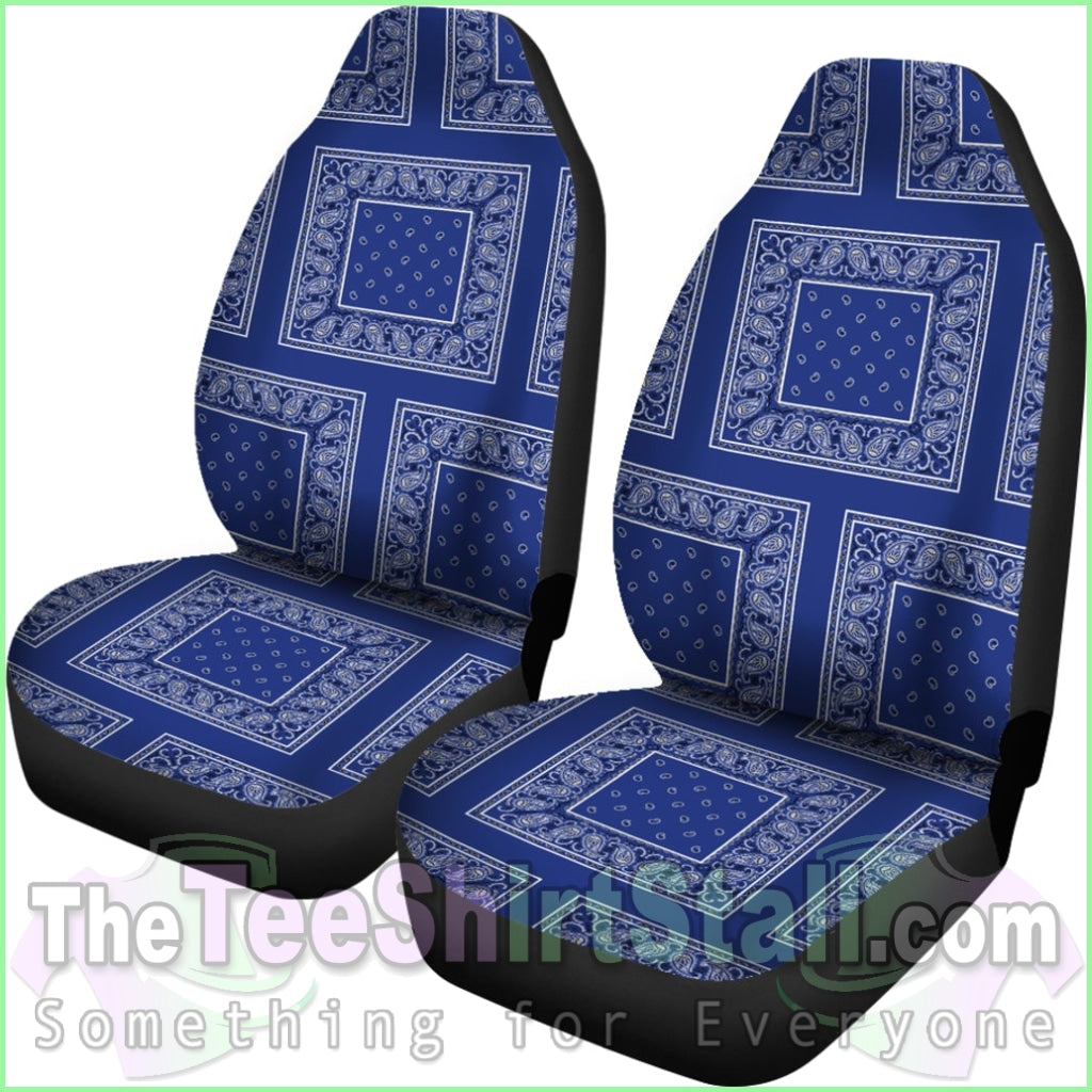 Royal Blue Bandana Car Seat Covers - Patch