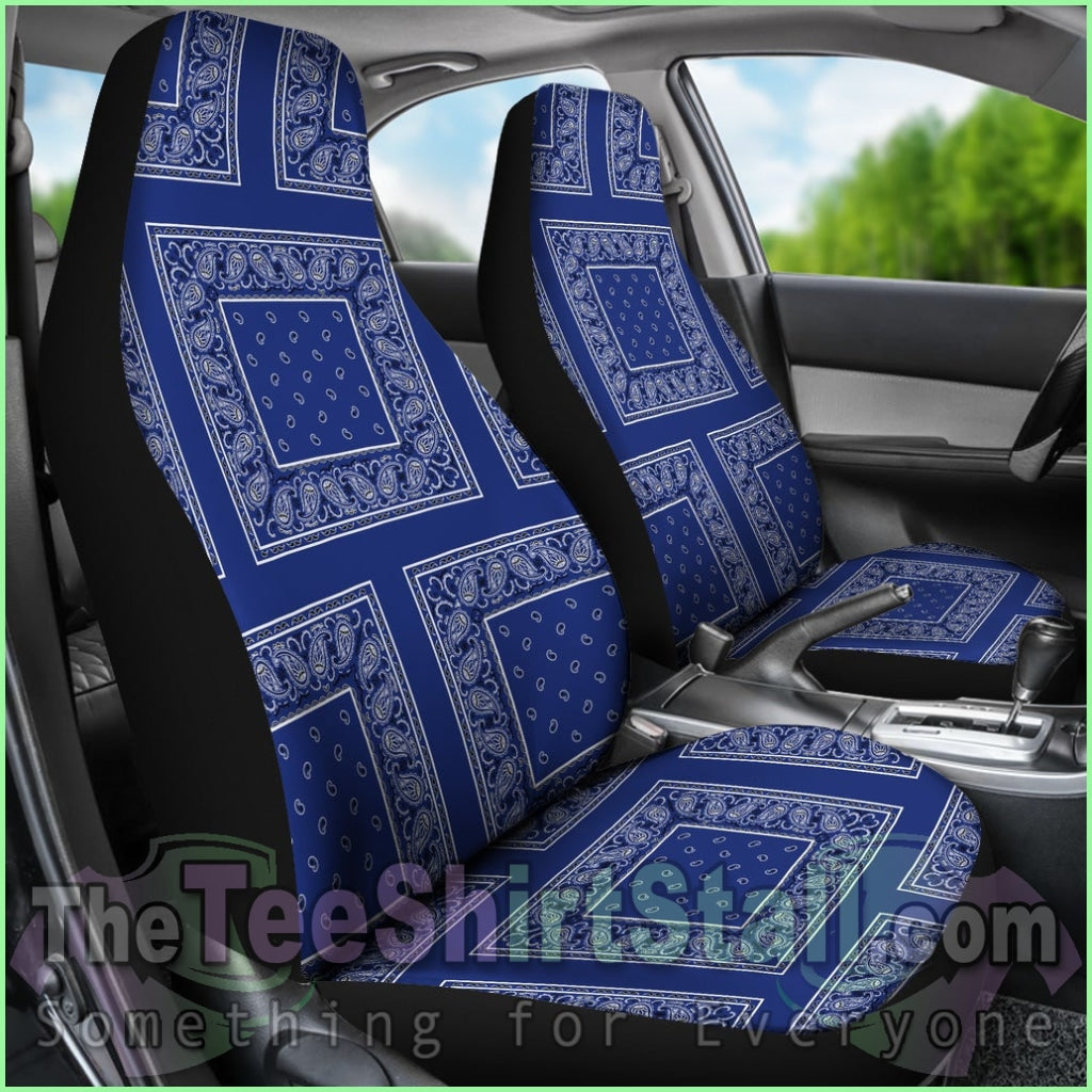 Royal Blue Bandana Car Seat Covers - Patch