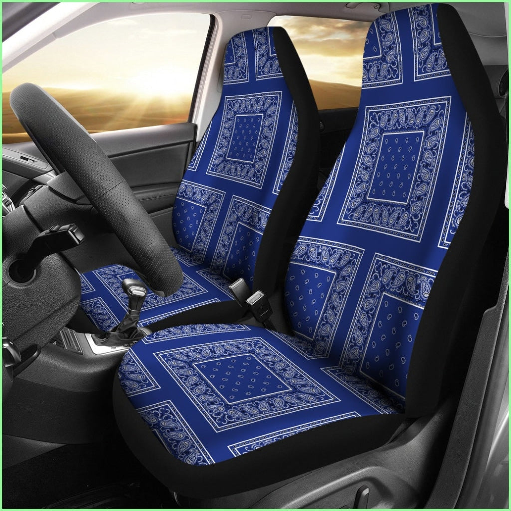 Royal Blue Bandana Car Seat Covers - Patch