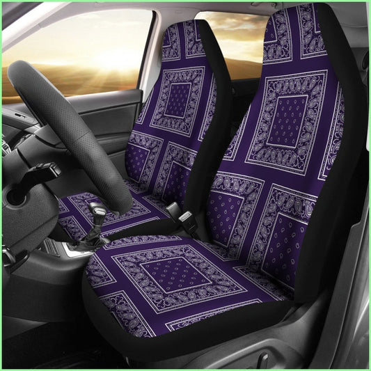 Royal Purple Bandana Car Seat Covers - Patch