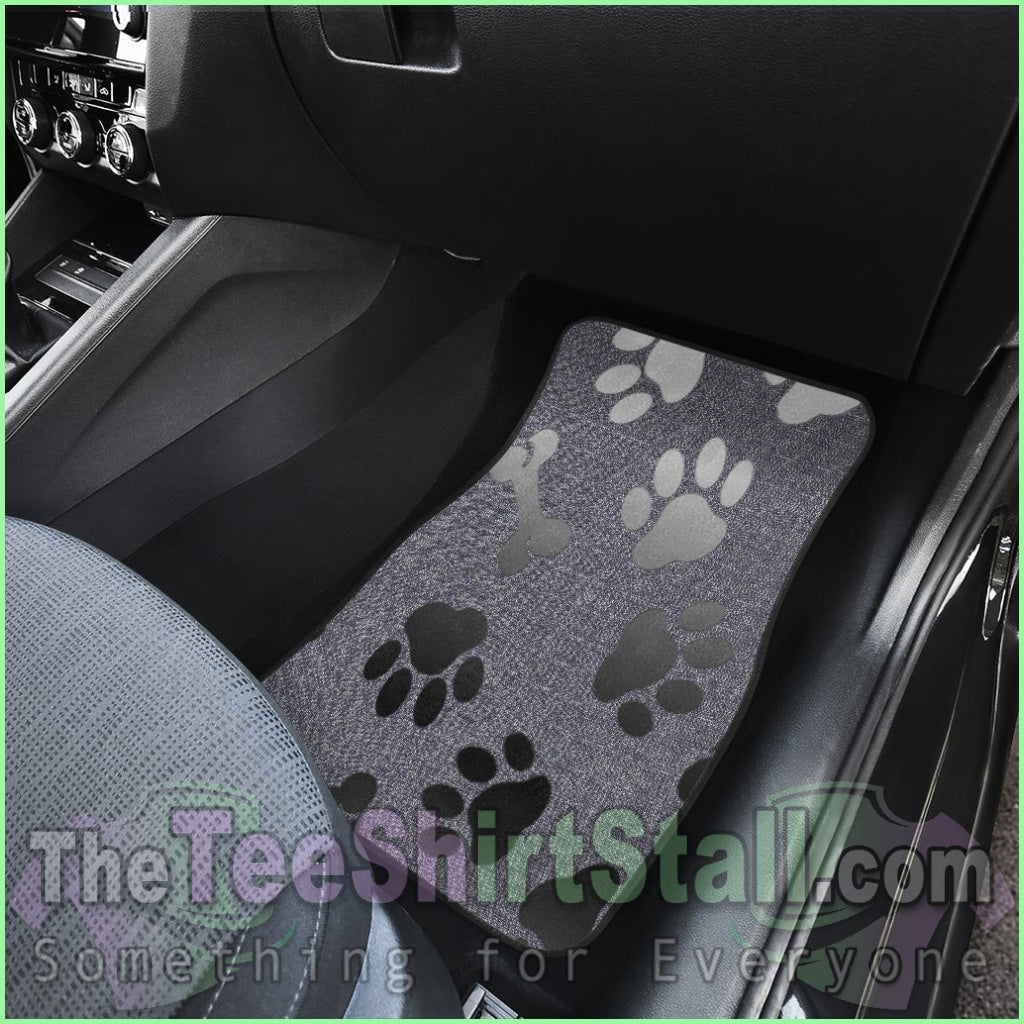 Silver Bones And Paws Cute Car Floor Mat