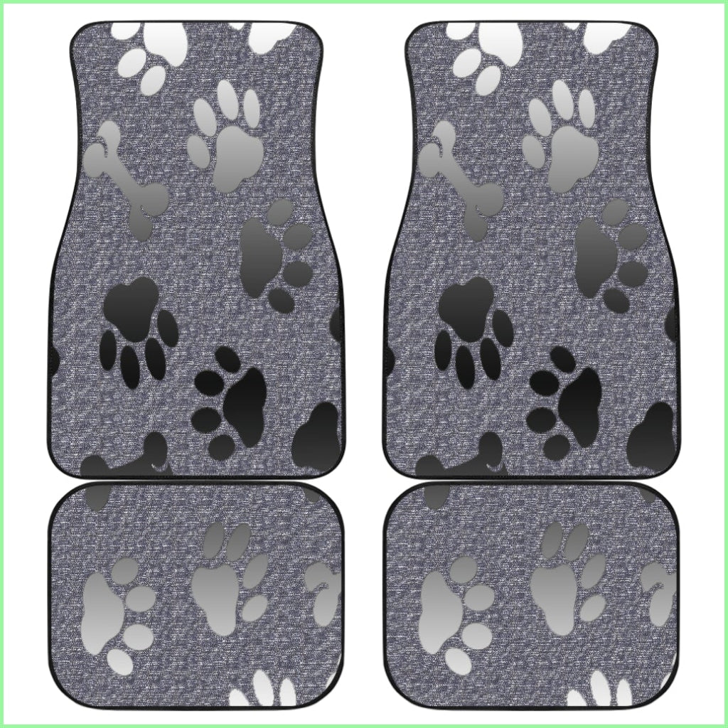 Silver Bones And Paws Cute Car Floor Mat