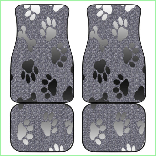 Silver Bones And Paws Cute Car Floor Mat