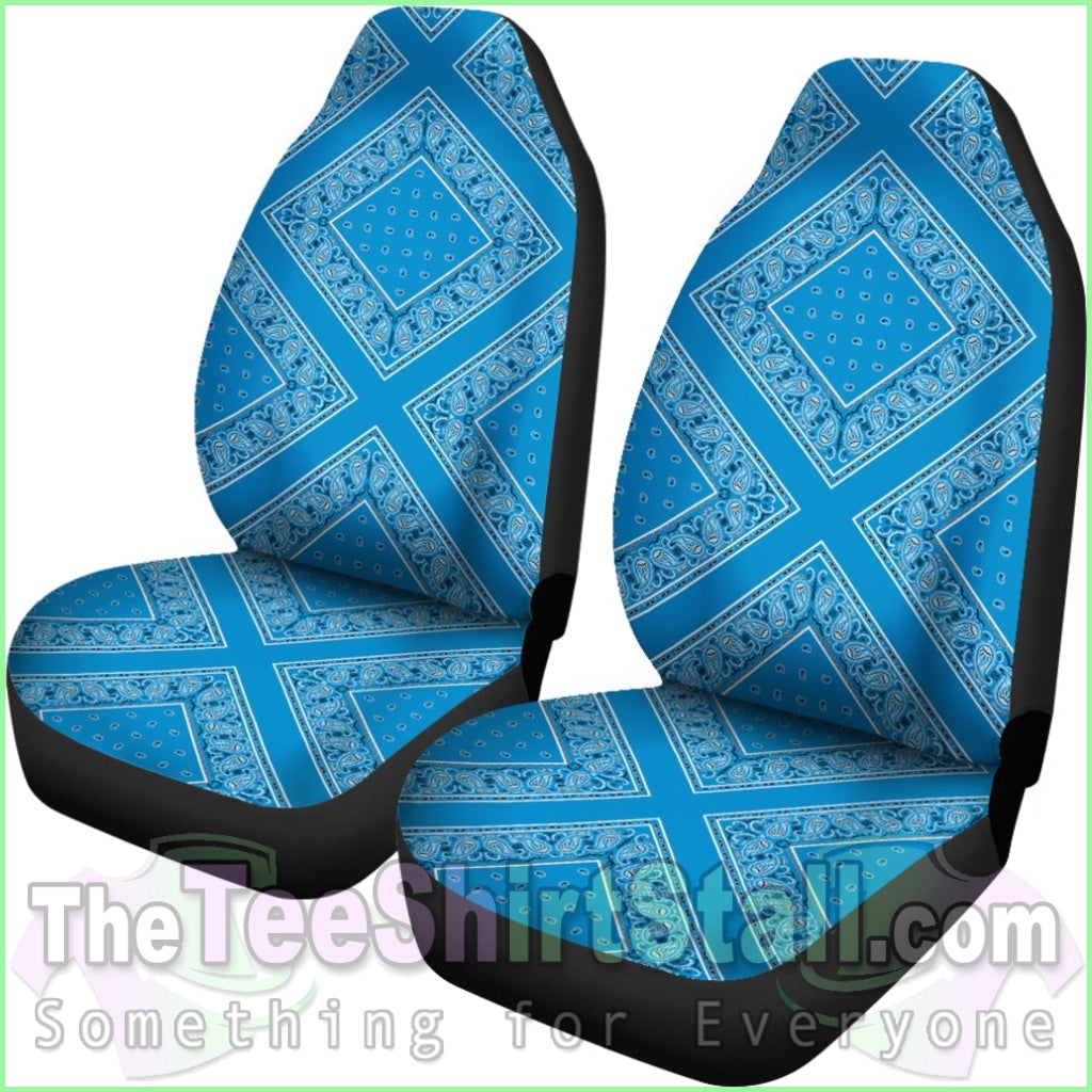 Sky Blue Bandana Car Seat Covers - Diamond