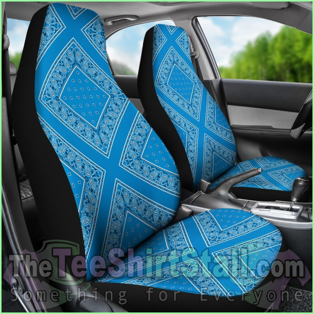 Sky Blue Bandana Car Seat Covers - Diamond