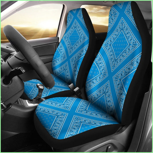 Sky Blue Bandana Car Seat Covers - Diamond