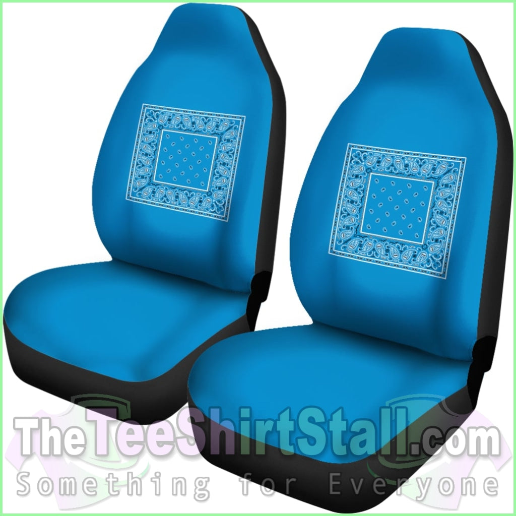 Sky Blue Bandana Car Seat Covers - Minimal