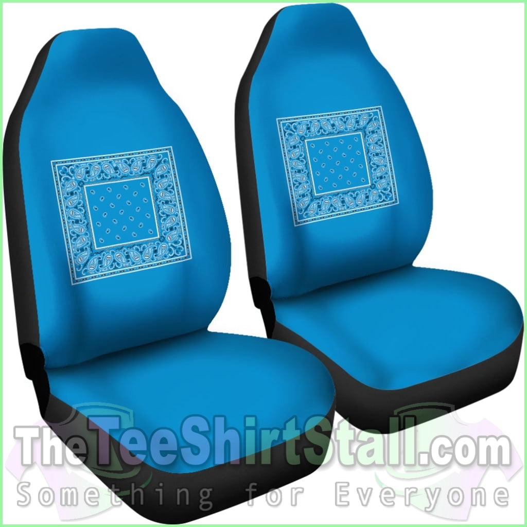 Sky Blue Bandana Car Seat Covers - Minimal