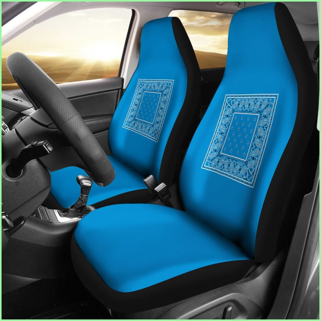 Sky Blue Bandana Car Seat Covers - Minimal