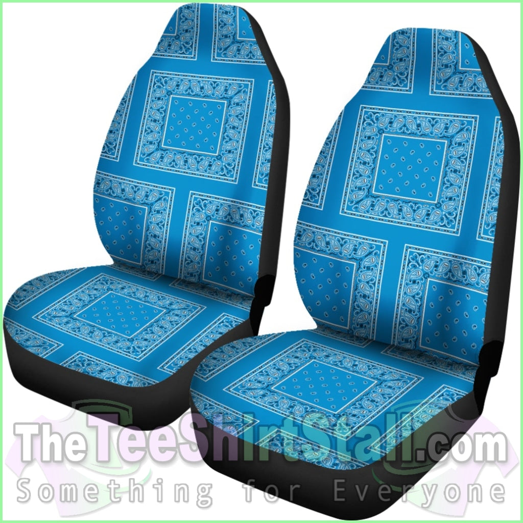 Sky Blue Bandana Car Seat Covers - Patch