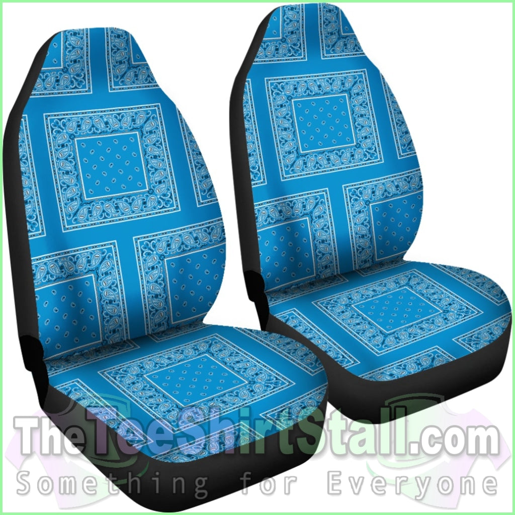 Sky Blue Bandana Car Seat Covers - Patch