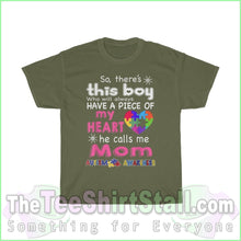 Load image into Gallery viewer, So Theres This Boy (Mom) Autism Tee S / Military Green T-Shirt
