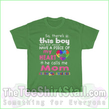 Load image into Gallery viewer, So Theres This Boy (Mom) Autism Tee S / Turf Green T-Shirt
