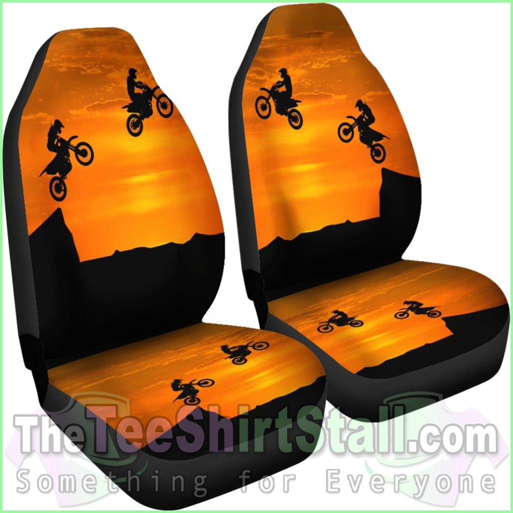 Sunset Dirt Bike Riders Car Seat Covers