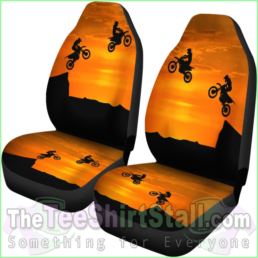 Sunset Dirt Bike Riders Car Seat Covers