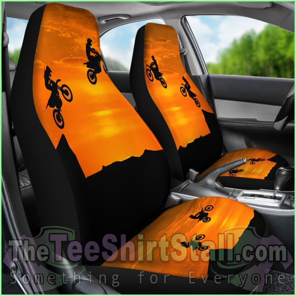 Sunset Dirt Bike Riders Car Seat Covers