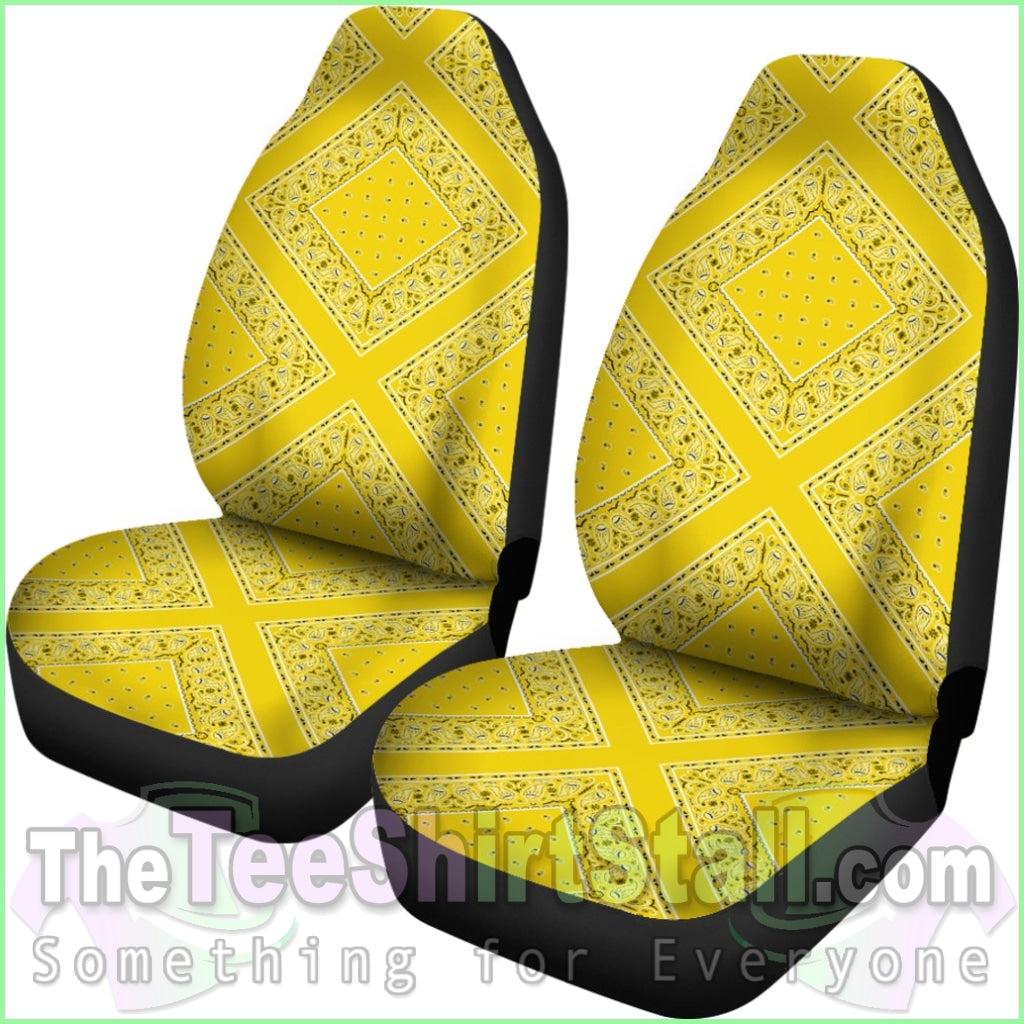 Sunshine Yellow Bandana Car Seat Covers - Diamond