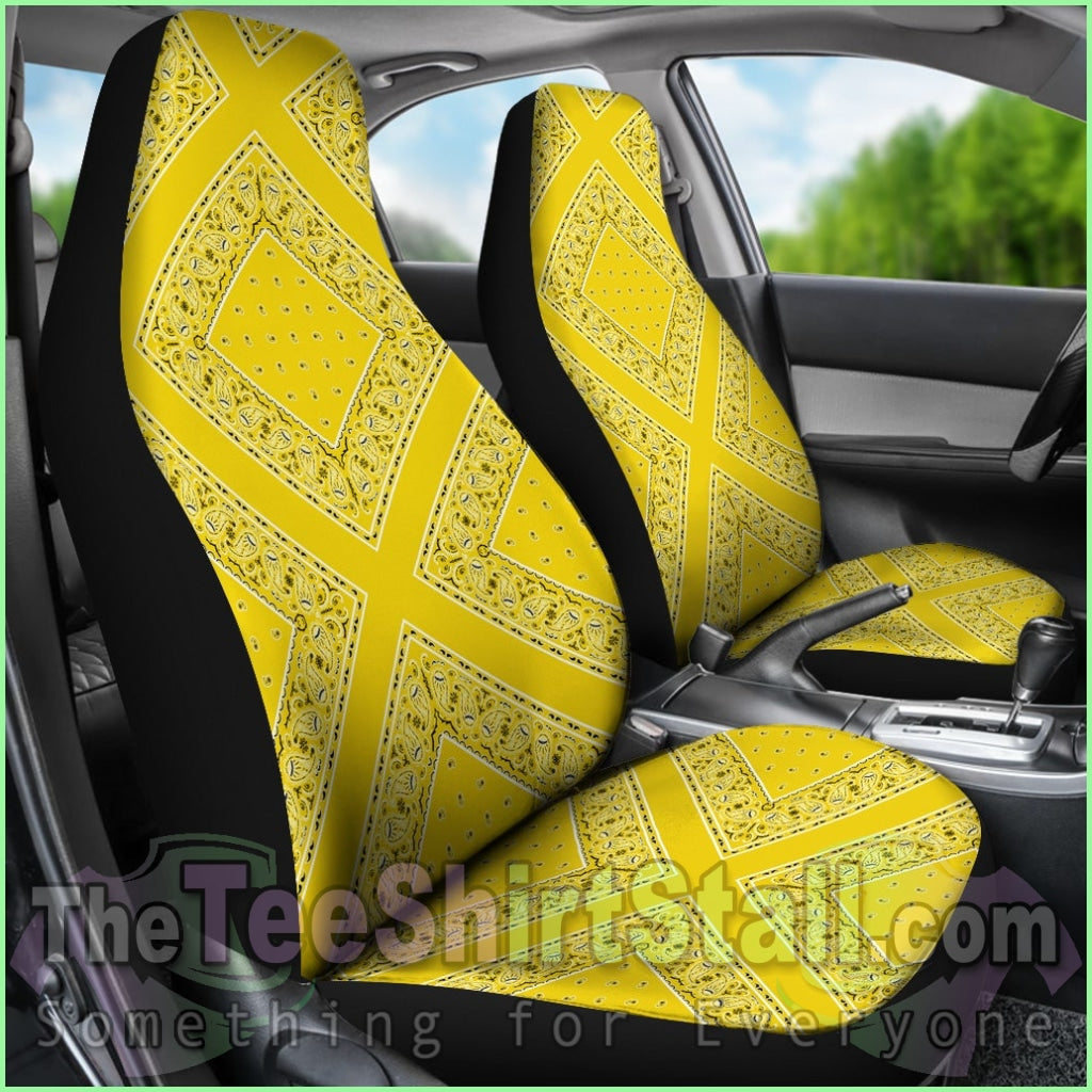 Sunshine Yellow Bandana Car Seat Covers - Diamond