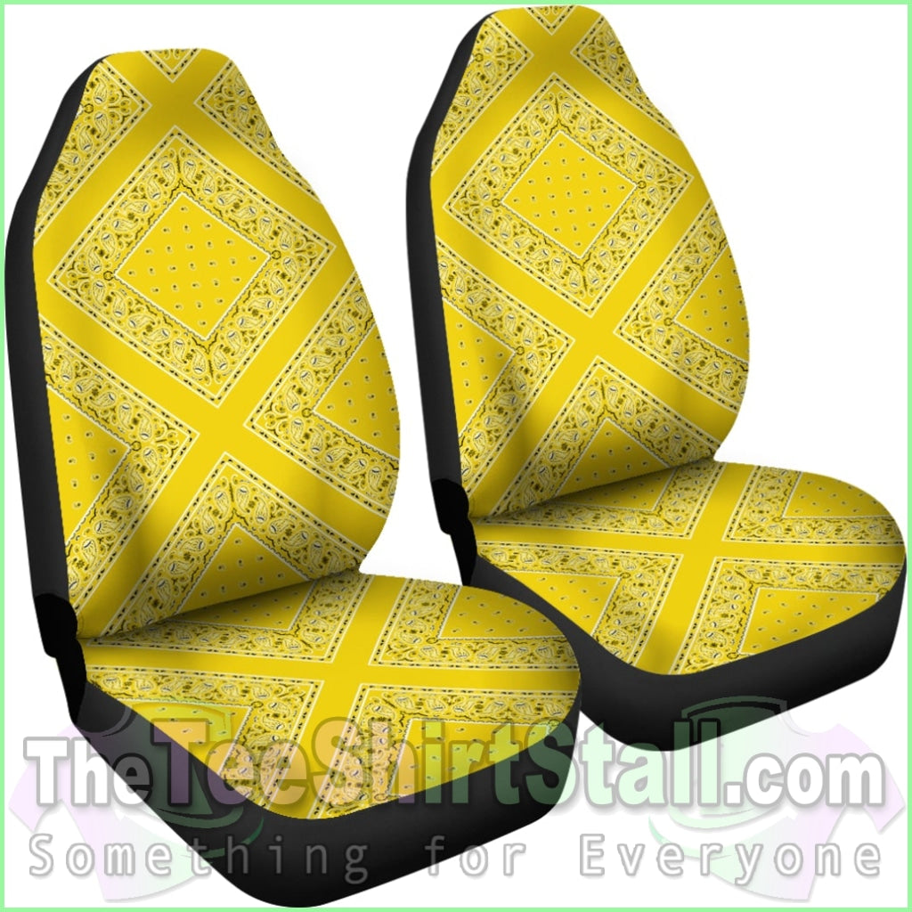 Sunshine Yellow Bandana Car Seat Covers - Diamond