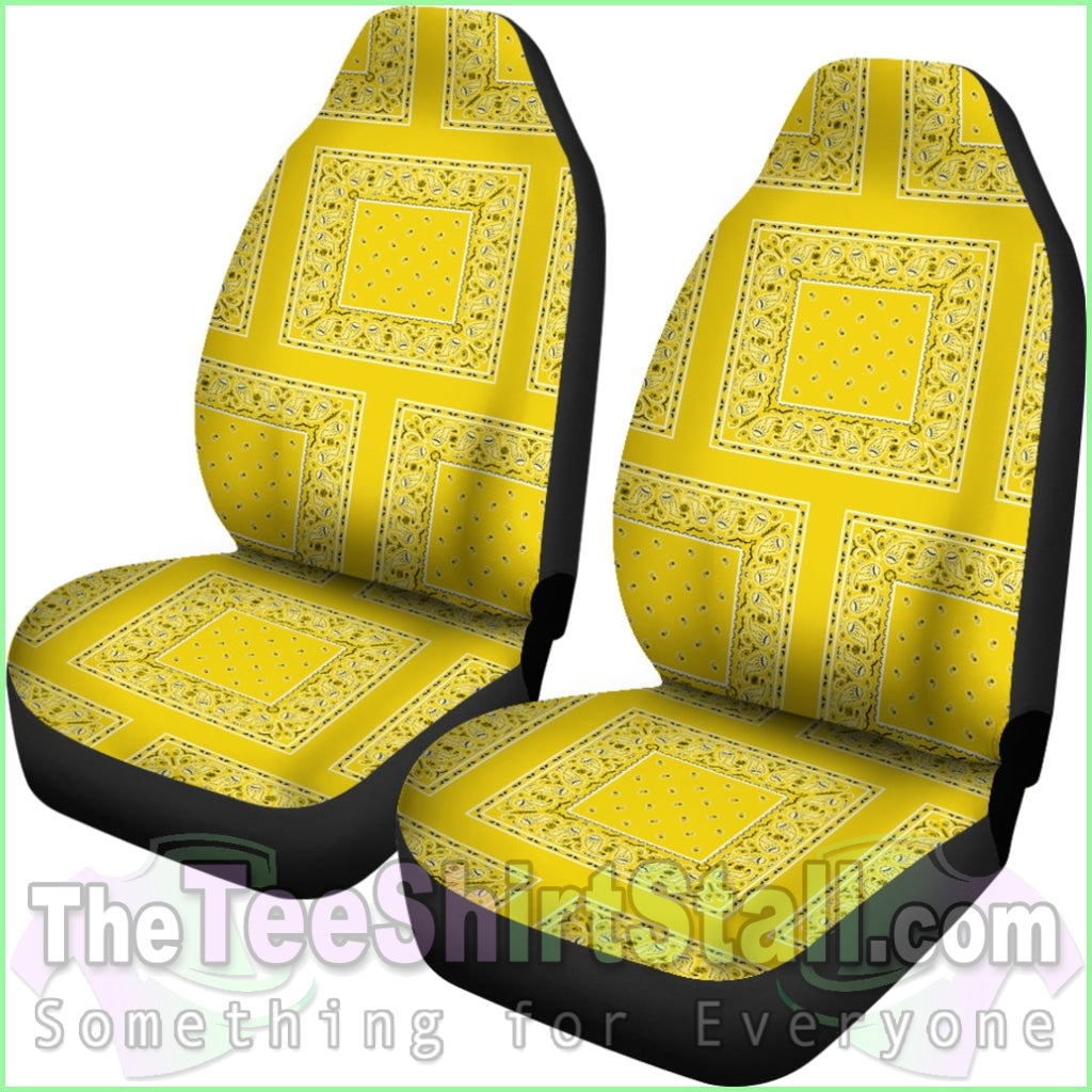 Sunshine Yellow Bandana Car Seat Covers - Patches