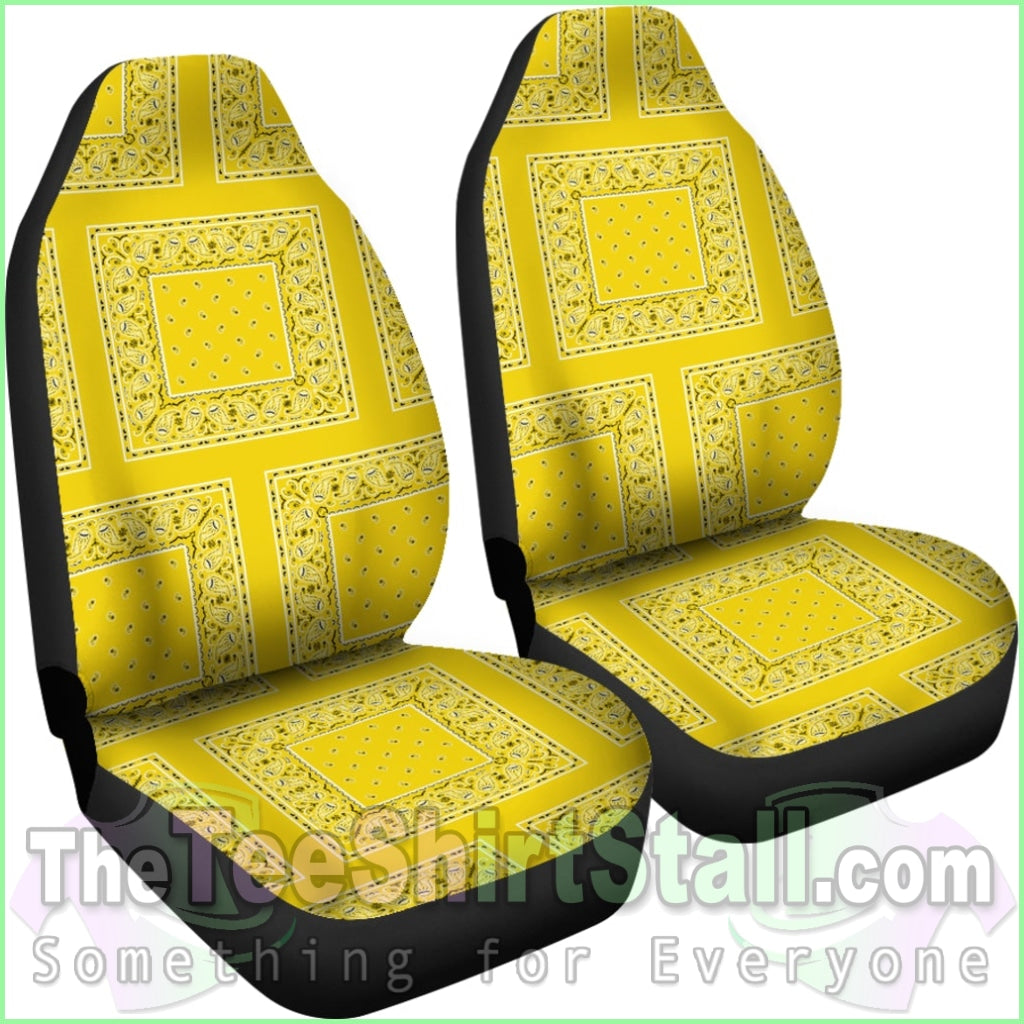 Sunshine Yellow Bandana Car Seat Covers - Patches