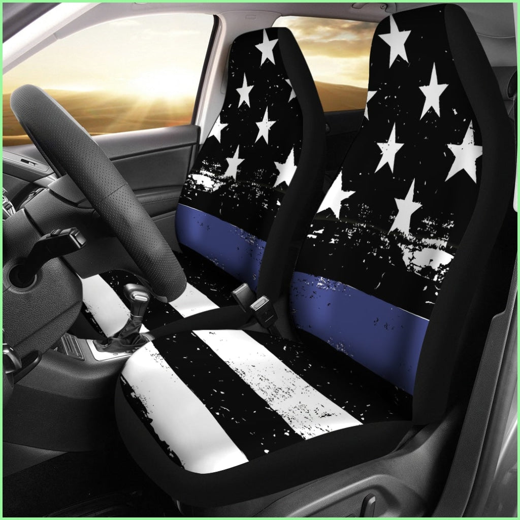 Thin Blue Car Seat Covers