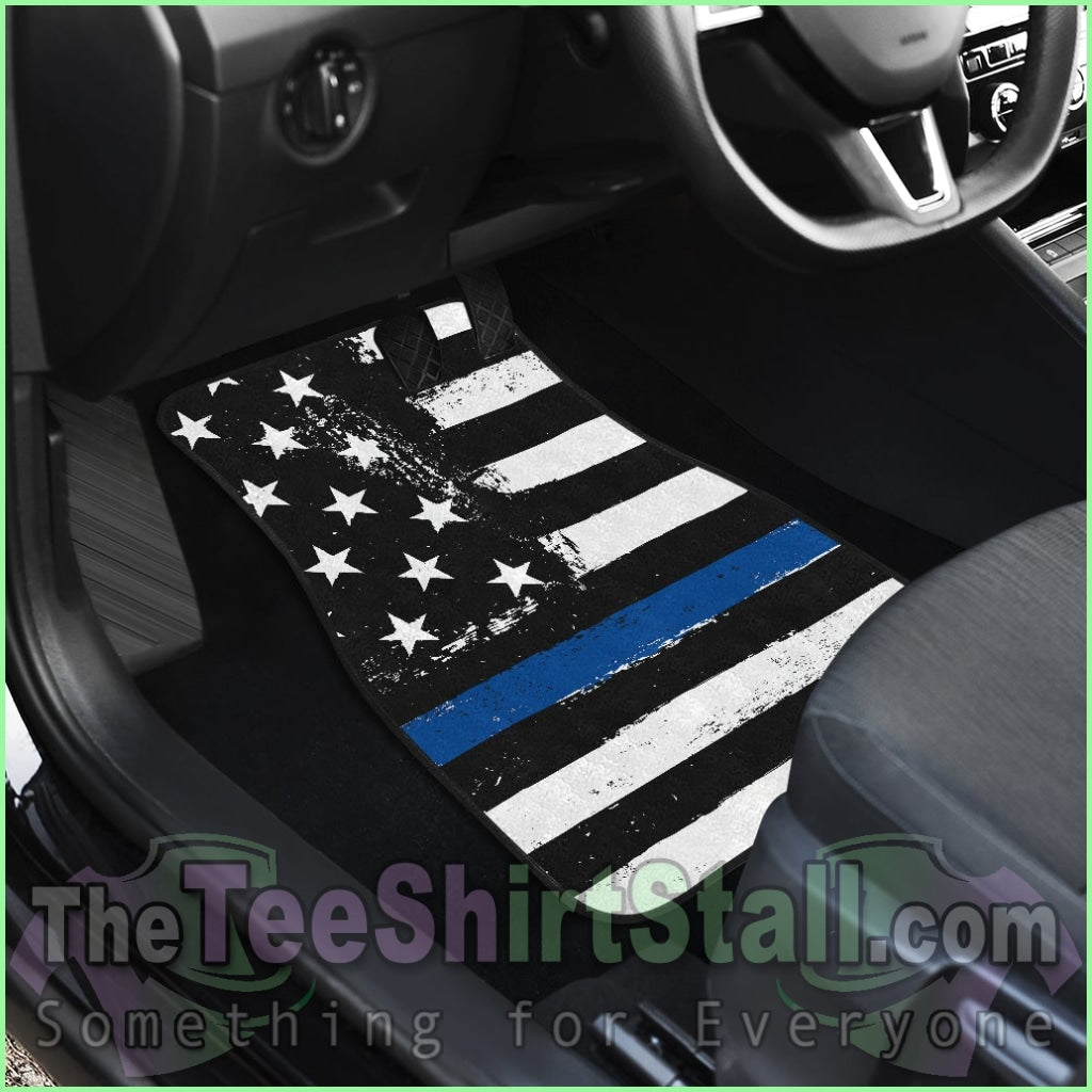 Thin Blue Line Front And Back Car Mats (Set Of 4)