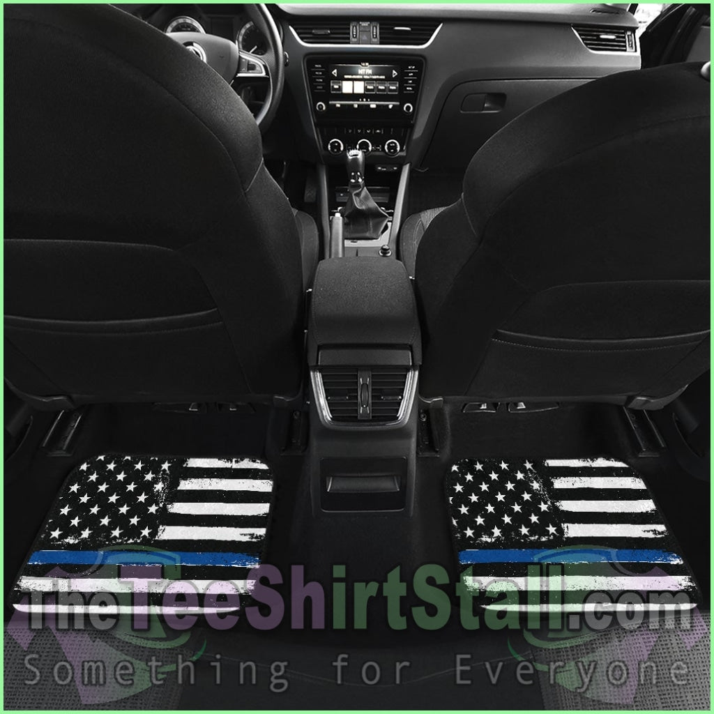 Thin Blue Line Front And Back Car Mats (Set Of 4)