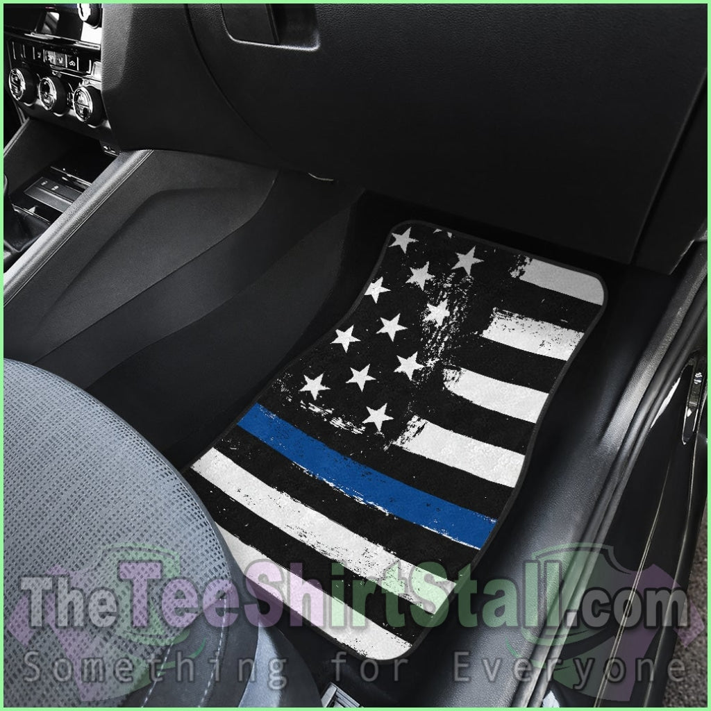 Thin Blue Line Front And Back Car Mats (Set Of 4)