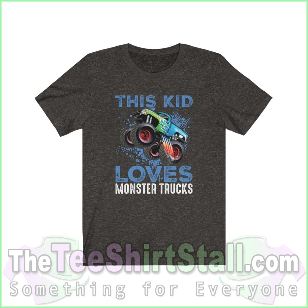 This Kid Loves Monster Trucks Tee Black Heather / Xs T-Shirt