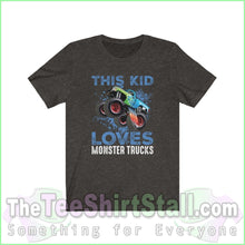 Load image into Gallery viewer, This Kid Loves Monster Trucks Tee Black Heather / Xs T-Shirt
