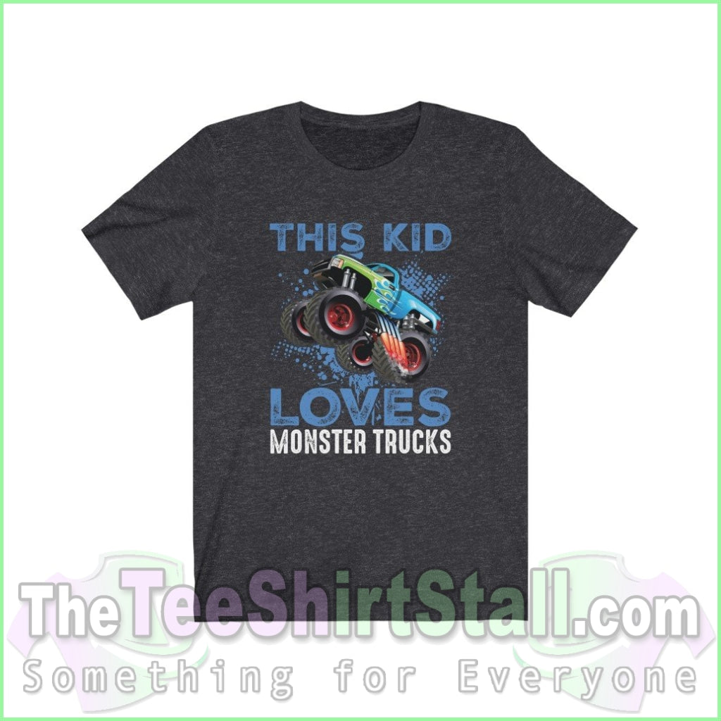 This Kid Loves Monster Trucks Tee Dark Grey Heather / Xs T-Shirt