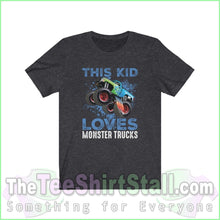 Load image into Gallery viewer, This Kid Loves Monster Trucks Tee Dark Grey Heather / Xs T-Shirt
