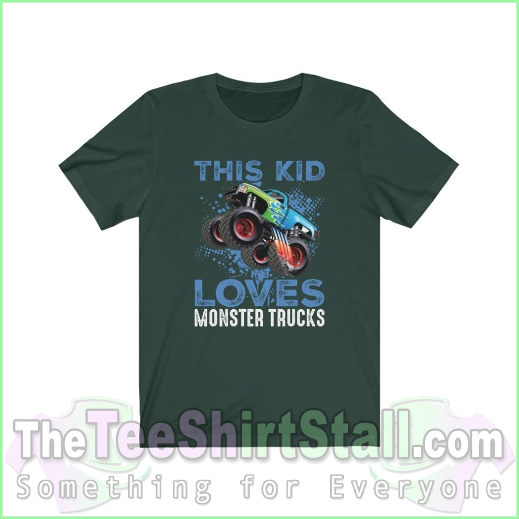 This Kid Loves Monster Trucks Tee Forest / Xs T-Shirt