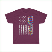 Load image into Gallery viewer, Us Flag Papa - Autism Tee L / Maroon T-Shirt
