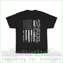 Load image into Gallery viewer, Us Flag Papa - Autism Tee S / Black T-Shirt
