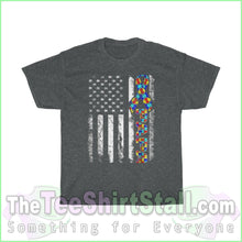 Load image into Gallery viewer, Us Flag Papa - Autism Tee S / Dark Heather T-Shirt
