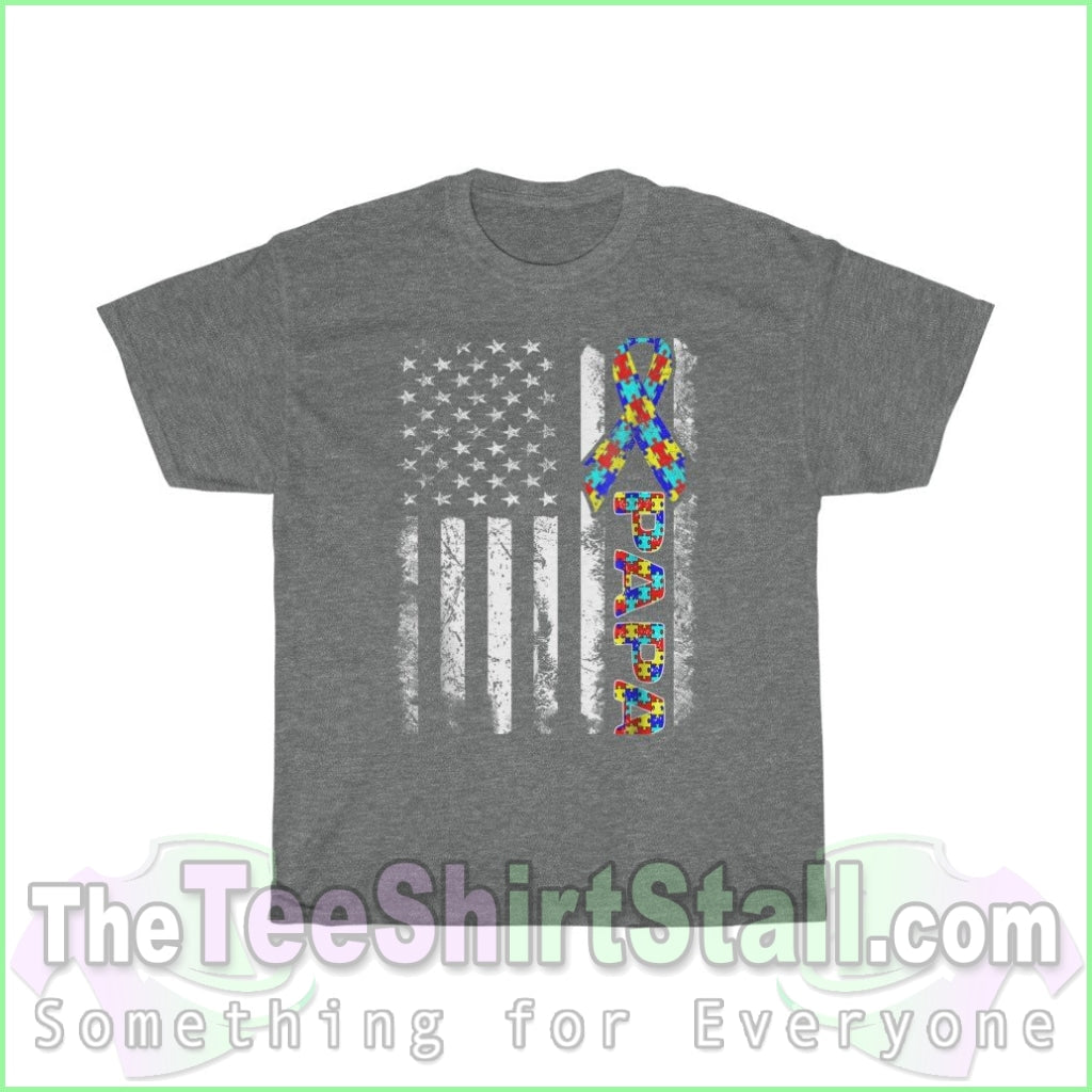 Us Flag Papa - Autism Tee S / Graphite Heather T-Shirt